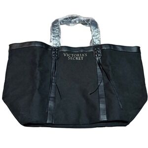 Victoria's Secret Black Canvas Tote Bag Large – NWT